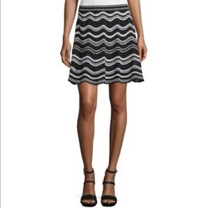 NWT M Missoni Black White Star Knit A-Line Skirt Italian Size 44, US Size 8